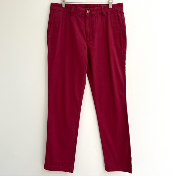 Vineyard Vines Other - Mens Vineyard Vines maroon red flat front chino breaker pants size 32/32